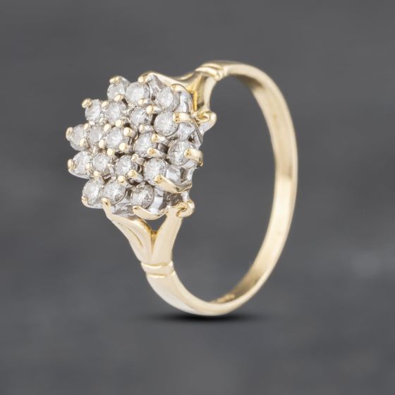 Second Hand 18ct Yellow Gold 0.50ct Brilliant Cut Diamond Cluster Ring 41481975