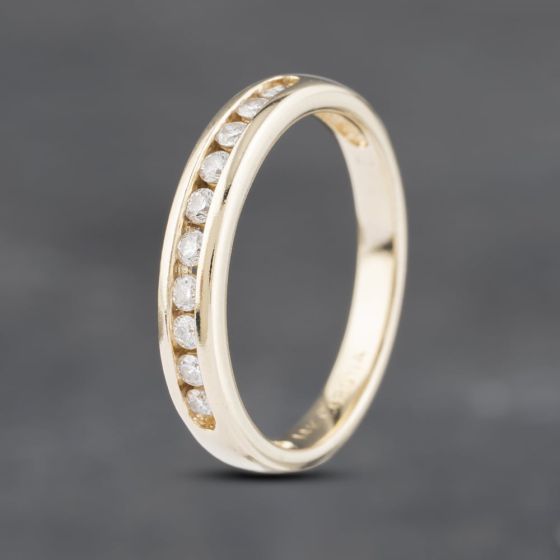 Second Hand 14ct Yellow Gold 0.25ct Brilliant Cut Diamond Half Eternity Ring 41481979