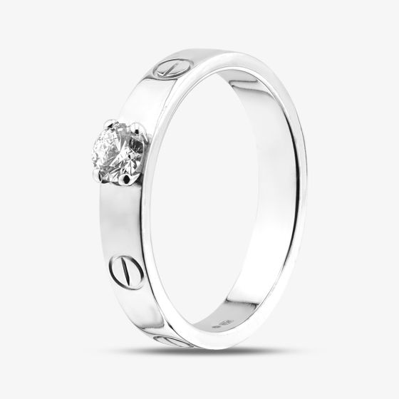 Second Hand Cartier 18ct White Gold Certificated 0.25ct Brilliant Cut Diamond Love Solitaire Ring 41481984