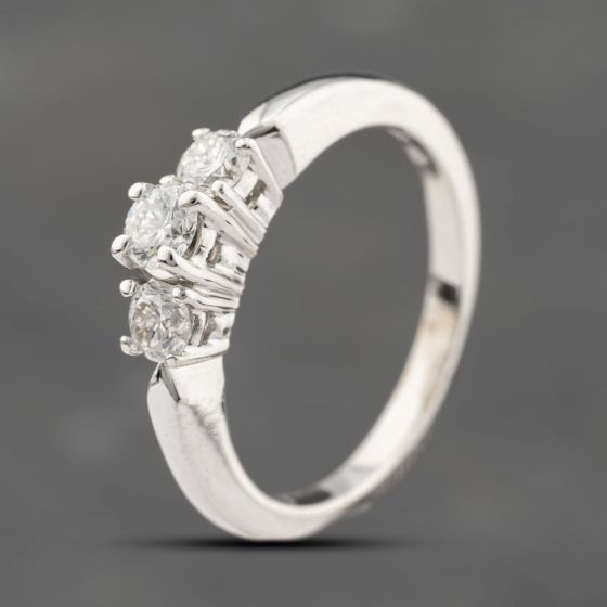 Second Hand 14ct White Gold 0.50ct Brilliant Cut Diamond Three Stone Ring 41482042