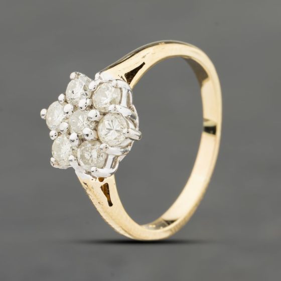 Second Hand 18ct Yellow Gold 0.75ct Brilliant Cut Diamond Cluster Ring 41482044