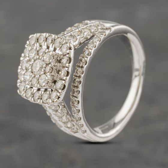 Second Hand 9ct White Gold 2.00ct Brilliant Cut Diamond Cushion Cluster Ring 41482046