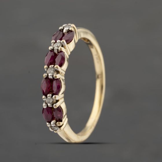 Second Hand 14ct Yellow Gold Ruby & 0.10ct Diamond Dress Ring 41482122