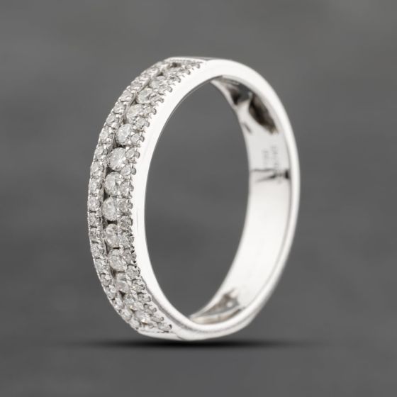 Second Hand 18ct White Gold 0.75ct Brilliant Cut Diamond Three Row Dress Ring 41482139