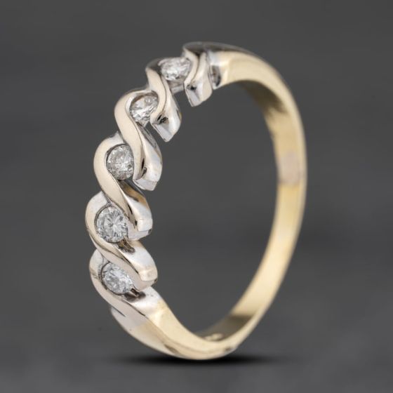Second Hand 14ct Two Colour Gold 0.25ct Diamond Swirl Half Eternity Ring 41482148