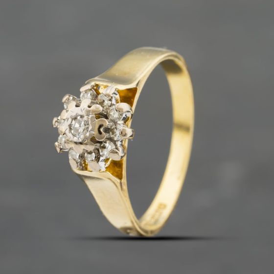 Second Hand 18ct Yellow Gold 0.25ct Diamond Cluster Ring 41482152