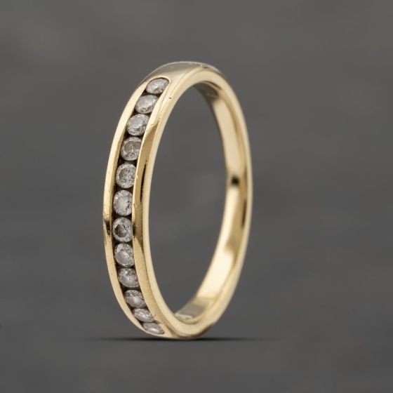 Second Hand 18ct Yellow Gold 0.25ct Brilliant Cut Diamond Channel Set Half Eternity Ring 41482167