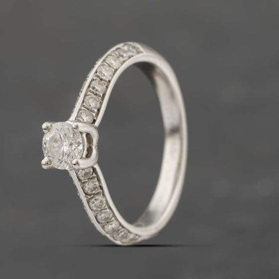 Second Hand Platinum Certificated 0.41ct Brilliant Cut Diamond Shoulder Set Solitaire Ring 41482173