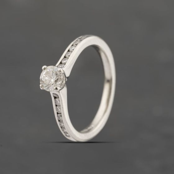 Second Hand Platinum Certificated 0.36ct Brilliant Cut Diamond Shoulder Set Solitaire Ring 41482180