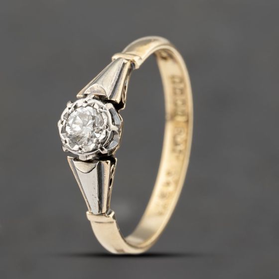 Second Hand Vintage 18ct Yellow Gold 0.15ct Diamond Solitaire Ring 41482186