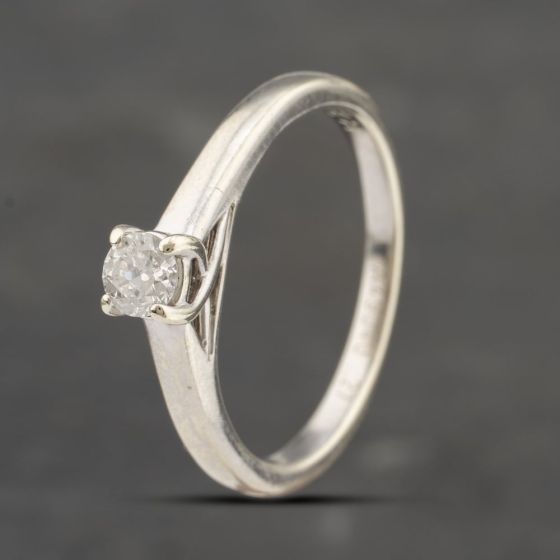 Second Hand 9ct White Gold Certificated 0.27ct Brilliant Cut Diamond Solitaire Ring 41482207