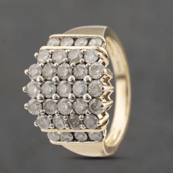 Second Hand 9ct Yellow Gold 1.50ct Brilliant Cut Diamond Cluster Ring 41482235