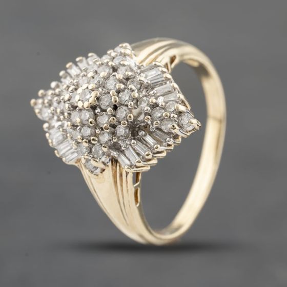 Second Hand 14ct Yellow Gold 1.00ct Diamond Cluster Ring 41482256