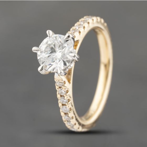 Second Hand 14ct Yellow Gold 0.87ct Brilliant Cut Diamond Shoulder Set Solitaire Ring 41482261