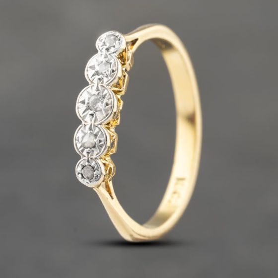 Second Hand Vintage Yellow Gold 0.04ct Diamond Five Stone Ring 41482266
