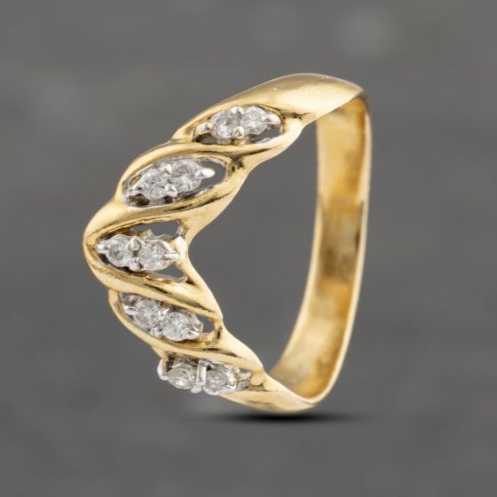 Second Hand 18ct Yellow Gold 0.20ct Brilliant Cut Diamond Half Wishbone Ring 41482281