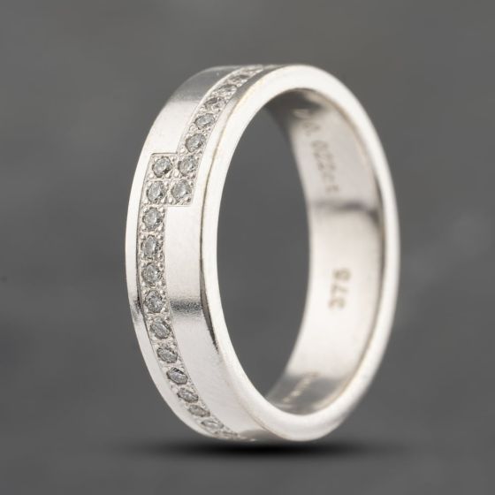 Second Hand 9ct White Gold 0.22ct Brilliant Cut Diamond 5mm Wedding Ring 41482292