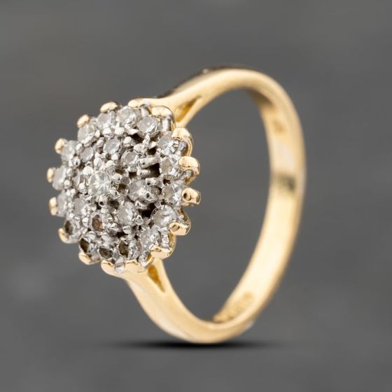 Second Hand 18ct Yellow Gold 0.50ct Brilliant Cut Diamond Round Cluster Ring 41482353