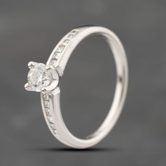 Second Hand Platinum Certificated 0.41ct Brilliant Cut Shoulder Set Solitaire Ring 41482366