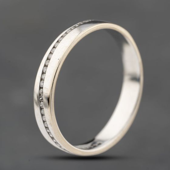 Second Hand 18ct White Gold 0.13ct Diamond Diagonal Channel Set 4mm Wedding Ring 41482381
