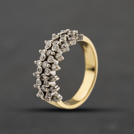 Second Hand 18ct Yellow Gold 0.70ct Diamond Rubover & Claw Set Dress Ring 41482439