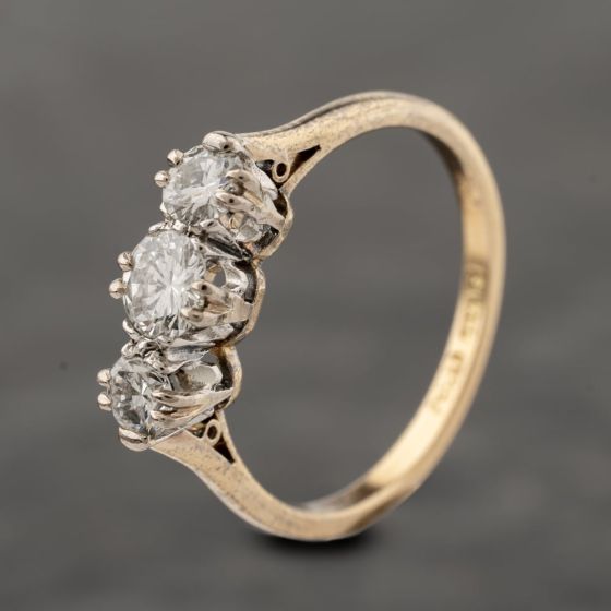 Second Hand Vintage Yellow Gold 0.75ct Diamond Three Stone Ring 41482446
