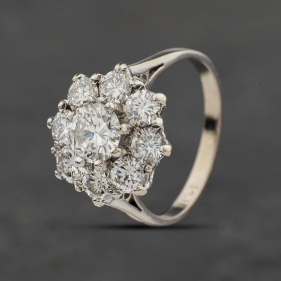 Second Hand Vintage White Gold Diamond Flower Cluster Ring 41482525