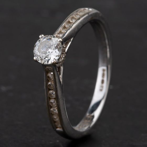 Second Hand 18ct White Gold Diamond Solitaire Ring 4148252