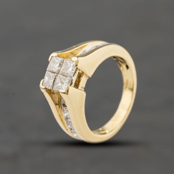 Second Hand 14ct Yellow Gold 2.00ct Diamond With Channel Set Brilliant Cut Diamonds Four Stone Ring 41482550