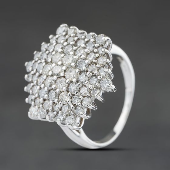 Second Hand Vintage White Gold 2.50ct Brilliant Cut Diamond Cluster Ring 41482570