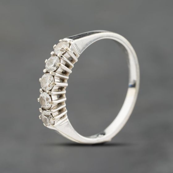 Second Hand 18ct White Gold 0.50ct Brilliant Cut Diamond Five Stone Half Eternity Ring 41482659