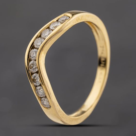 Second Hand 18ct Yellow Gold 0.25ct Brilliant Cut Diamond Wishbone Ring 41482707