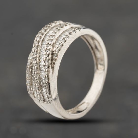 Second Hand 9ct White Gold Diamond Crossover Ring 41482718