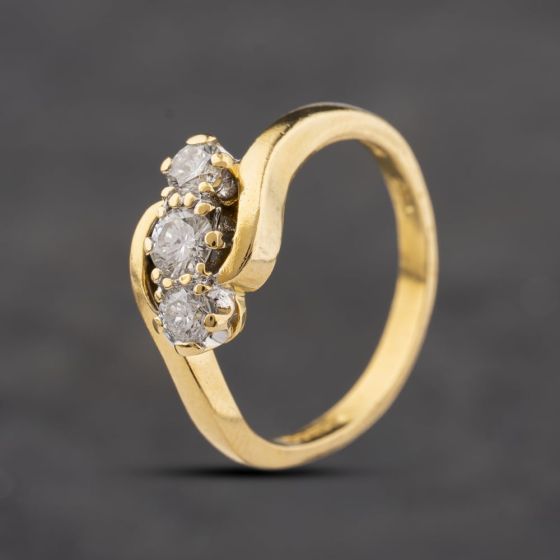 Second Hand 18ct Yellow Gold 0.50ct Diamond Twist Three Stone Ring 41482726