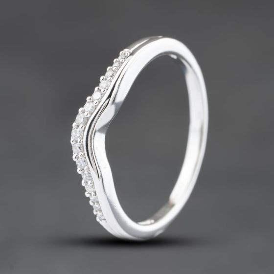 Second Hand 18ct White Gold 0.10ct Brilliant Cut Diamond Wishbone Ring 41482829