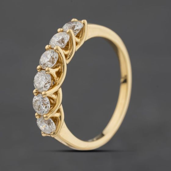 Second Hand 18ct Yellow Gold 1.00ct Brilliant Cut Diamond Half Eternity Ring 41482894