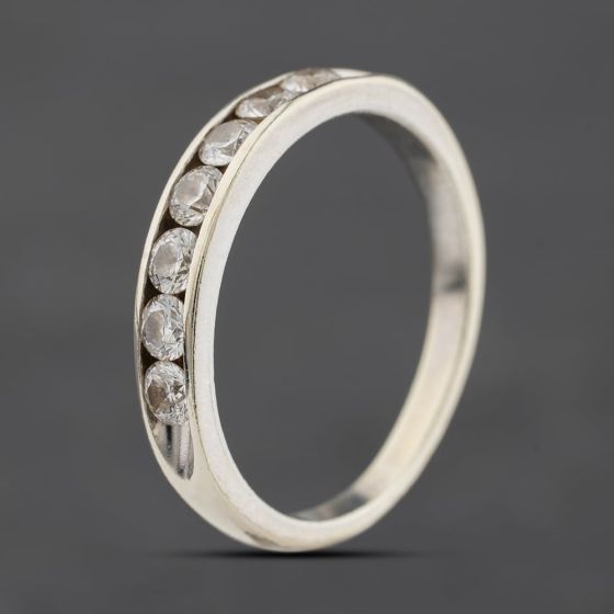 Second Hand 9ct White Gold 0.62ct Brilliant Cut Diamond Half Eternity Ring 41482900
