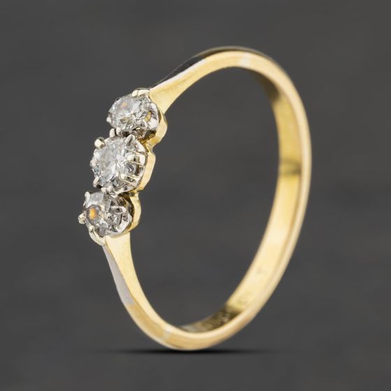 Second Hand Vintage Yellow Gold 0.50ct Brilliant Cut Diamond Three Stone Ring 41482919