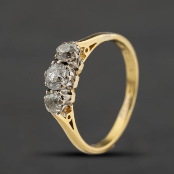 Second Hand 18ct Yellow Gold 0.75ct Diamond Three Stone Ring 41482953