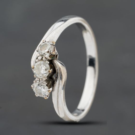 Second Hand 18ct White Gold Diamond Twist Three Stone Ring 41482979