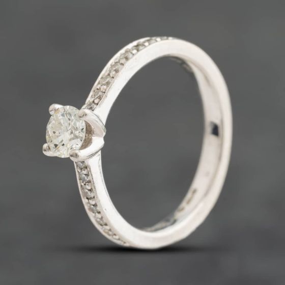 Second Hand Platinum 0.60ct Brilliant Cut Diamond Shoulder Set Solitaire Ring 41483061