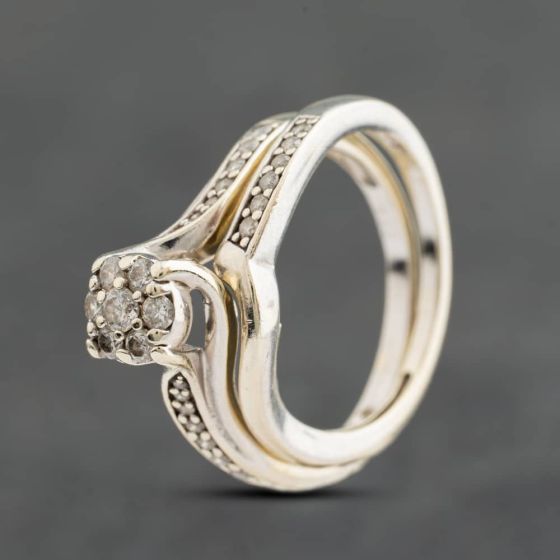 Second Hand 9ct White Gold 0.33ct Brilliant Cut Diamond Bridal Set Ring 41483074