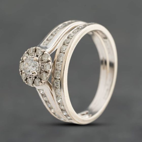 Second Hand 9ct White Gold Brilliant Cut Diamond Bridal Set Ring 41483075