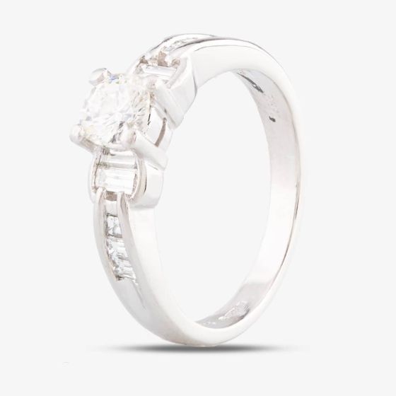 Second Hand Platinum 0.50ct Brilliant Cut Diamond Shoulder Set Solitaire Ring 4148391