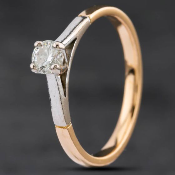 Second Hand Vintage Two Colour Gold Diamond Solitaire Ring 4148418