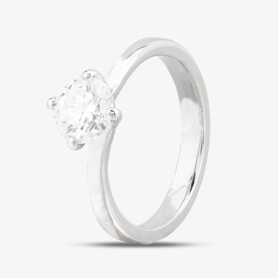 Second Hand Platinum 0.90ct Brilliant Cut Diamond Four Claw Solitaire Ring 4148431