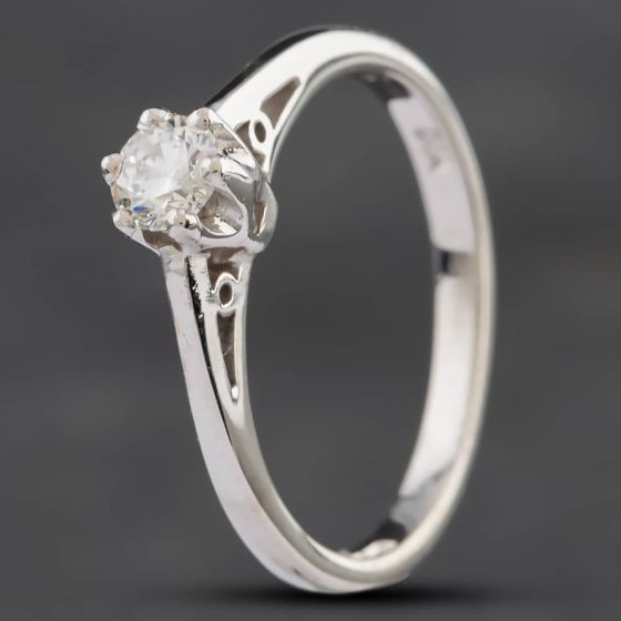 Second Hand 9ct White Gold 0.25ct Brilliant Cut Diamond Solitaire Ring 4148473