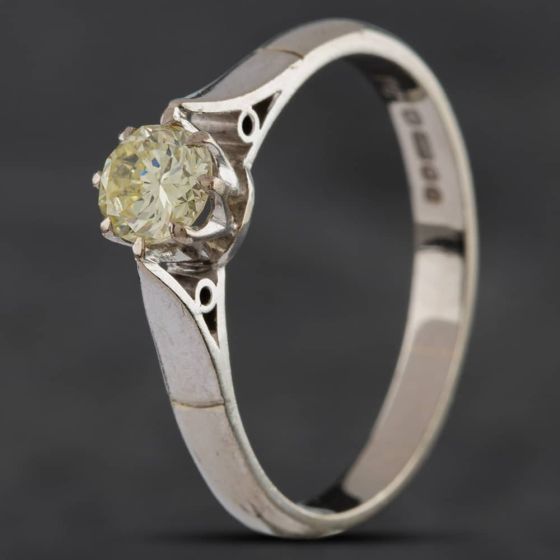 Second Hand Vintage 18ct White Gold 0.50ct Brilliant Cut Diamond Solitaire Ring 4148624