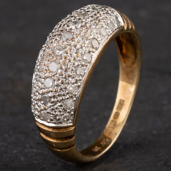 Second Hand 9ct Yellow Gold Diamond Pave Ring 4148722