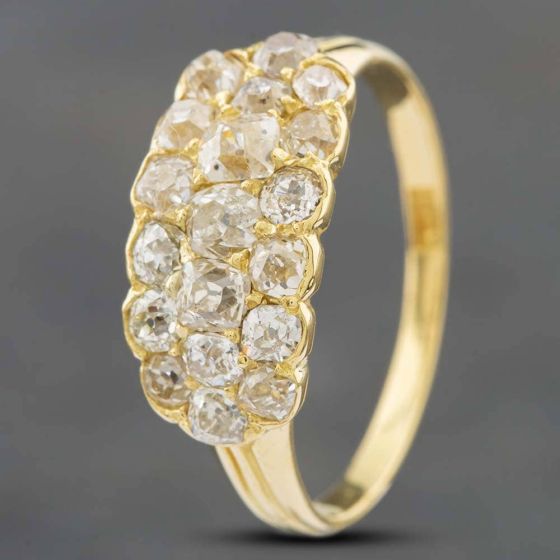 Second Hand Vintage Yellow Gold Diamond Three Row Dress Ring 4148889